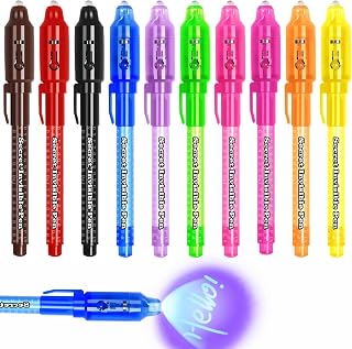 DxJ Invisible Ink Pens for Kids Party Favors 10 Secret Spy Markers UV Light | Washable Disappearing Ink with Black Light Markers for Secrets,Gift Bag Stuffer,Easter Party Favours,Treasure Hunts,Detective