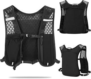 Qoibraze Running Vest for Women and Men with Phone Holder, Running Backpack | Lightweight Hydration Vest with Breathable Mesh, Reflective Trim, Front Phone and Bottle Pockets and Rear Zip Storage, 120 g