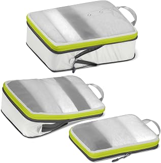 Travel Compression Bags 3 Set Packing Cubes, Ultralight Mesh Luggage Organizers for Carry On Essentials (White)