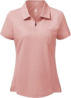MoFiz Women's Polo Shirt Short Sleeve Golf Poloshirt Cotton Work Shirt Breathable Sport Top