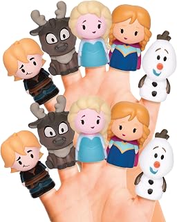 Disney Frozen Bath Finger Puppets, 10 Pc – Party Favors, Educational Play, Bath & Pool Toys, Story Time, Beach Fun, Stocking Stuffer