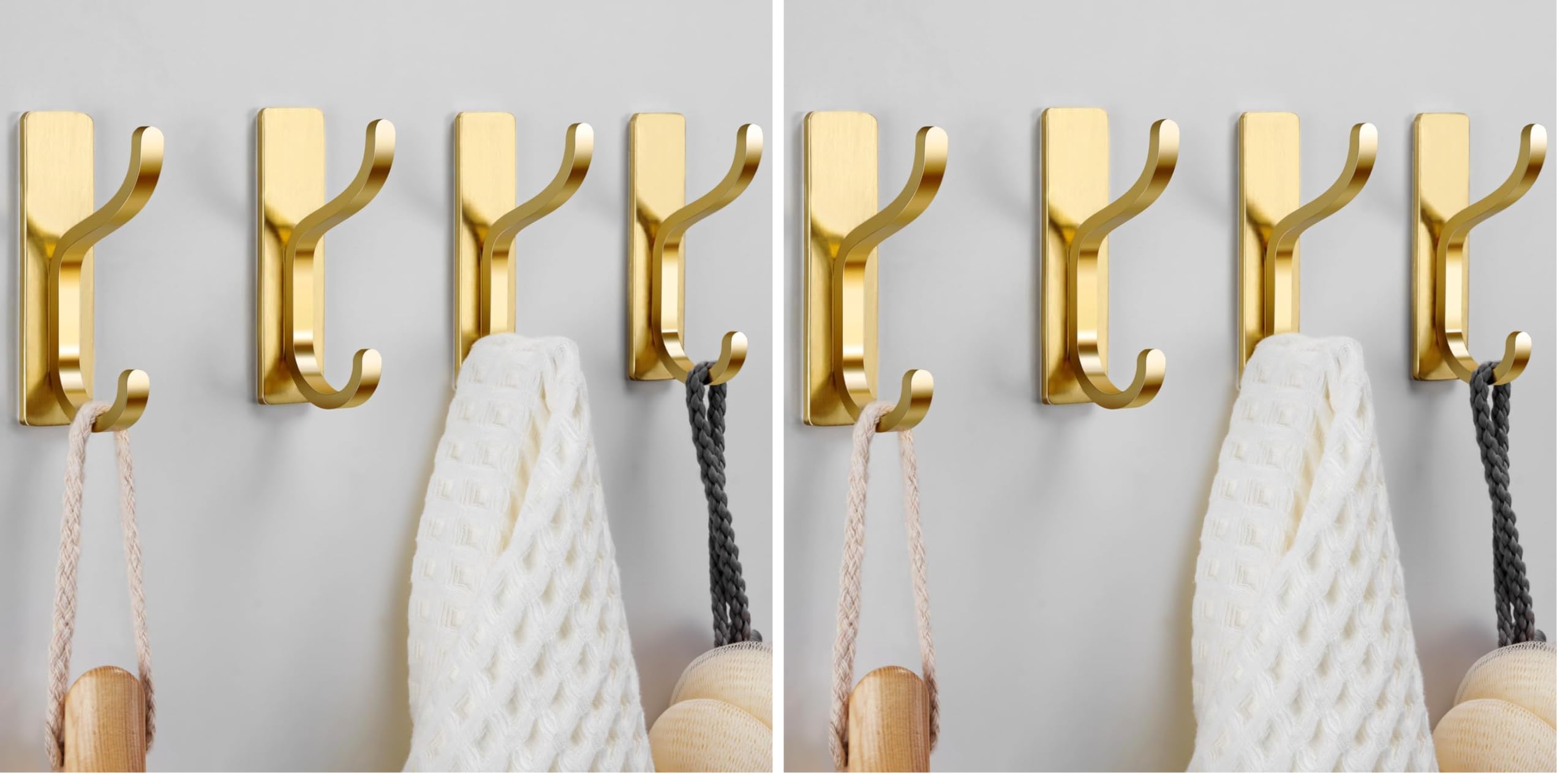 pickpiff Gold Self Adhesive Hooks for Hanging - Heavy Duty Stick On (Holds 6KG),