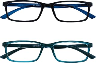 OPULIZE See-Brille Blaulichtfilter Schmal Rahmen Federscharniere Verbessern Den Schlaf Computerbrille Gaming Entspiegelt Bügel Herren Damen B9X, Black / Turquoise