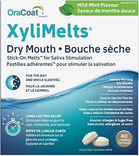 OraCoat XyliMelts Dry Mouth Stick-On Melts, Mild Mint, 40 Count