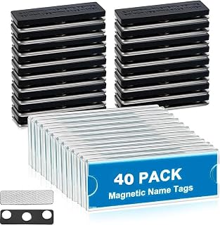 40 Pack Magnetic Name Tags Kit, Magnetic Badge Holder with 3 Strong Magnets