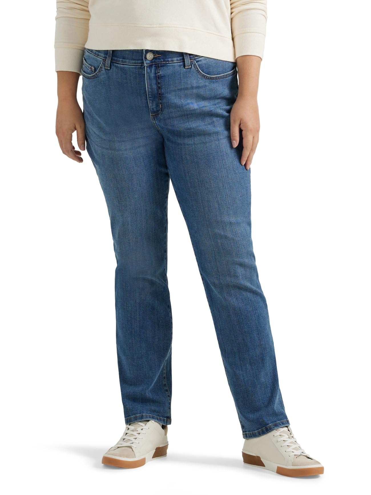 Lee Women's Plus Size Ultra Lux Comfort With Flex Motion Straight Leg Jeans