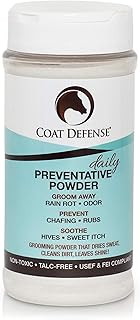 COAT DEFENSE Daily Preventative Powder & Rain Rot Treatment for Horses | Safe & Effective Equine Sweet Itch, Skin Funk, Scratches | Dry Horse Shampoo, 16 oz. | All Natural Ingredients