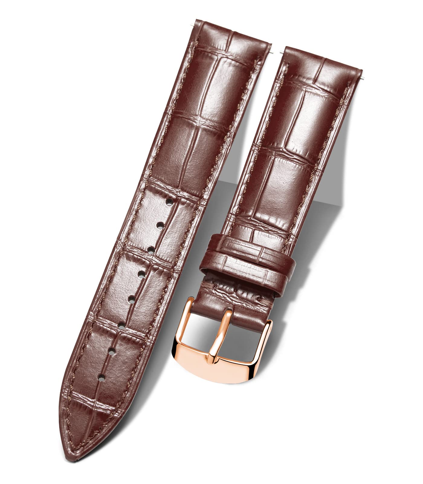 BINLUN Leather Watch Strap 10mm-24mm Crocodile Design Alligator Quick Release Re
