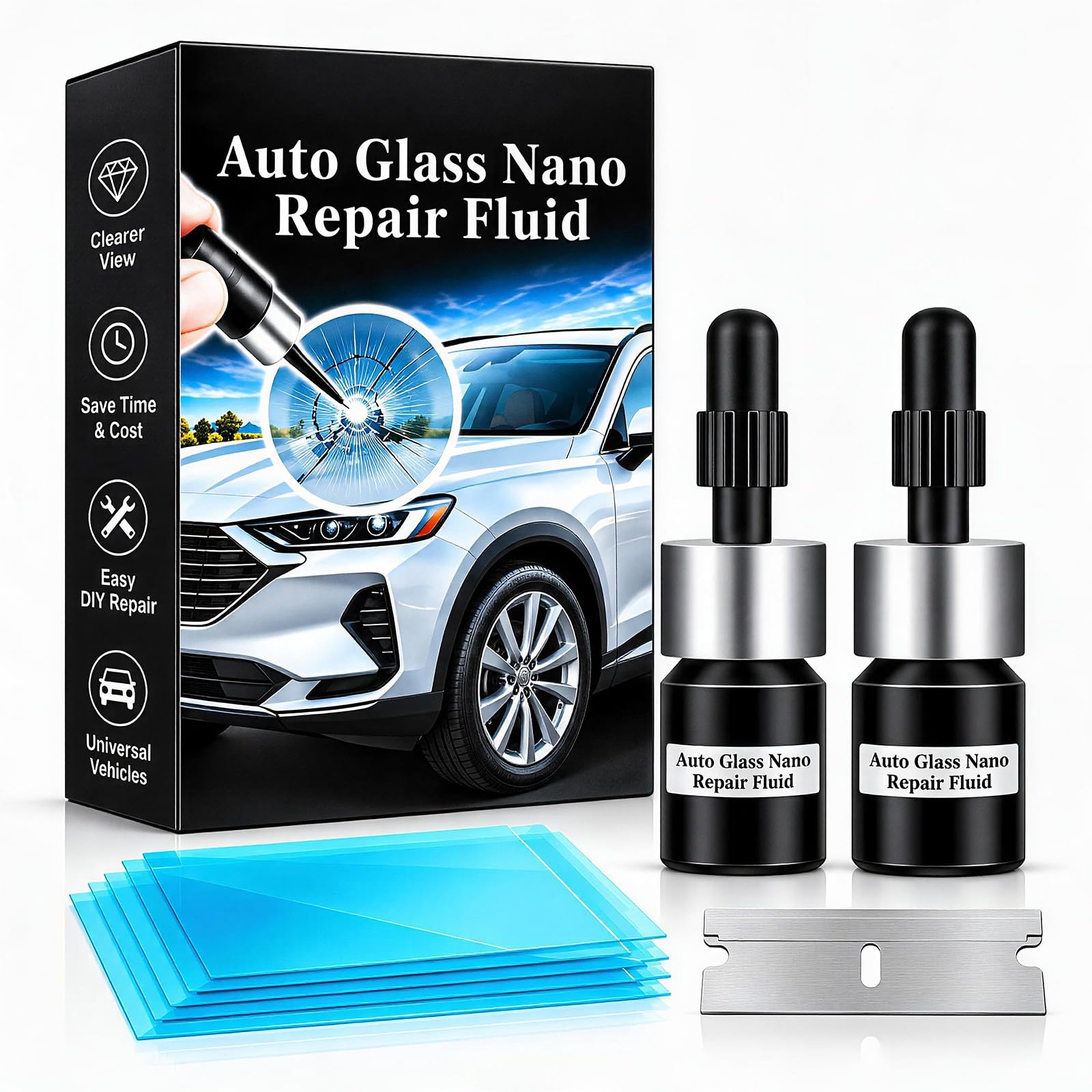 Windshield Chip Repair Kit, Car Glass Repair Tool for Chips & Cracks,2 Pack | Du