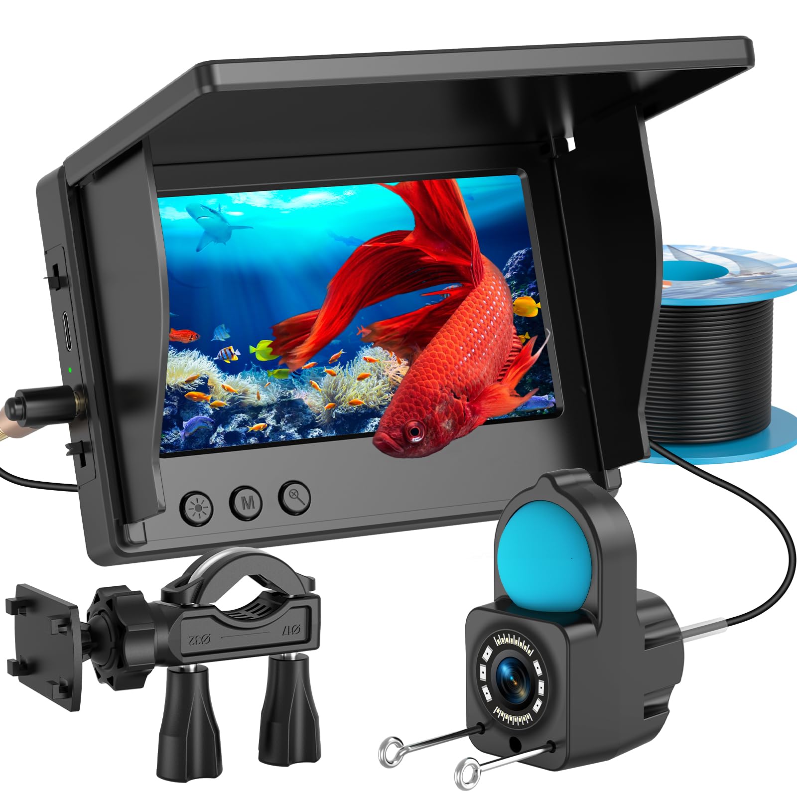 Underwater Fishing Camera TMACTIME 1080P HD, Portable Fish Finder with 4.3" LCD 
