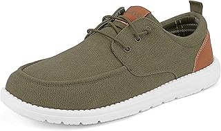 ASITVO Men's Wide Canvas Loafers Slip on Boat Walking Shoes Casual Dress