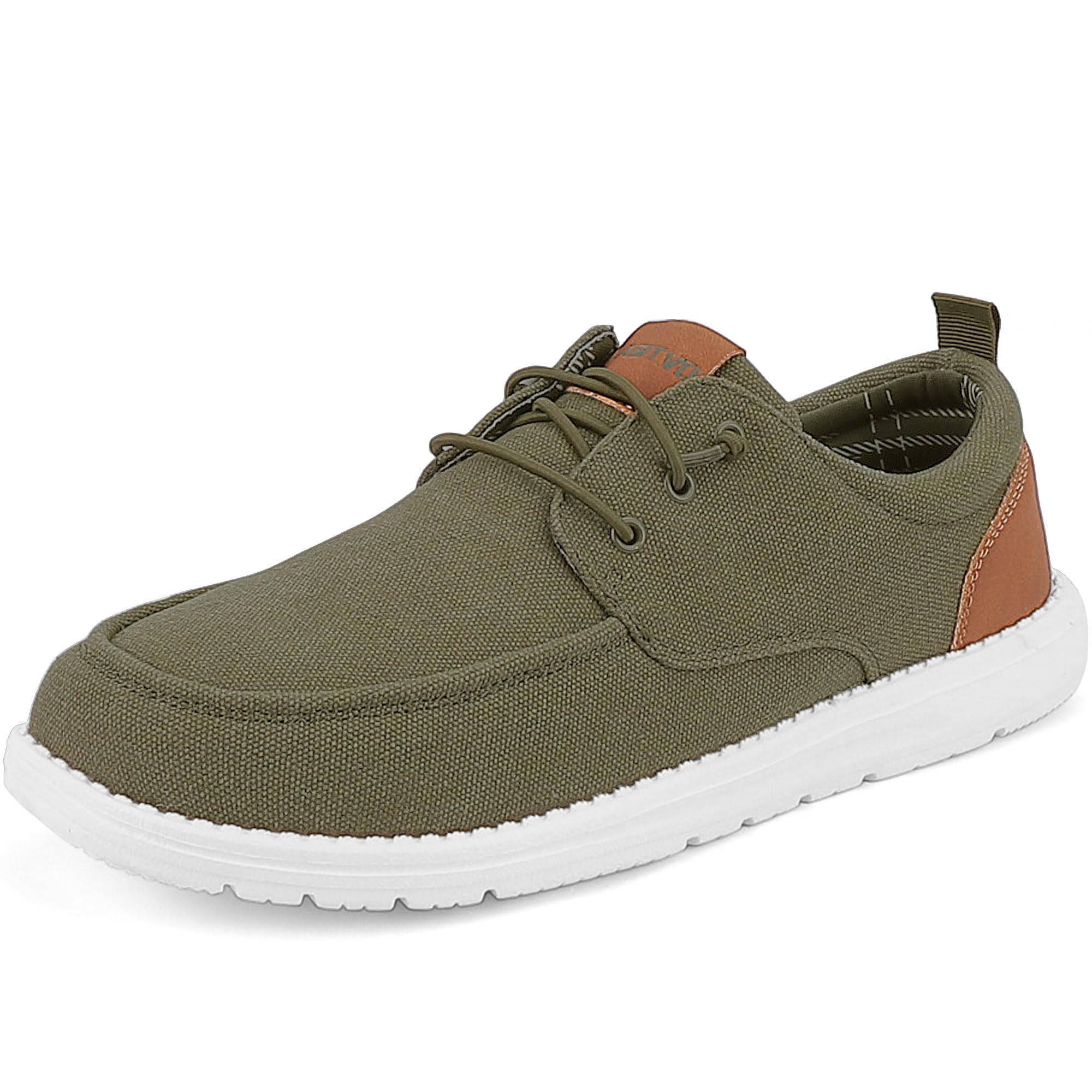 ASITVO Men's Wide Canvas Loafers Slip on Boat Walking Shoes Casual Dress