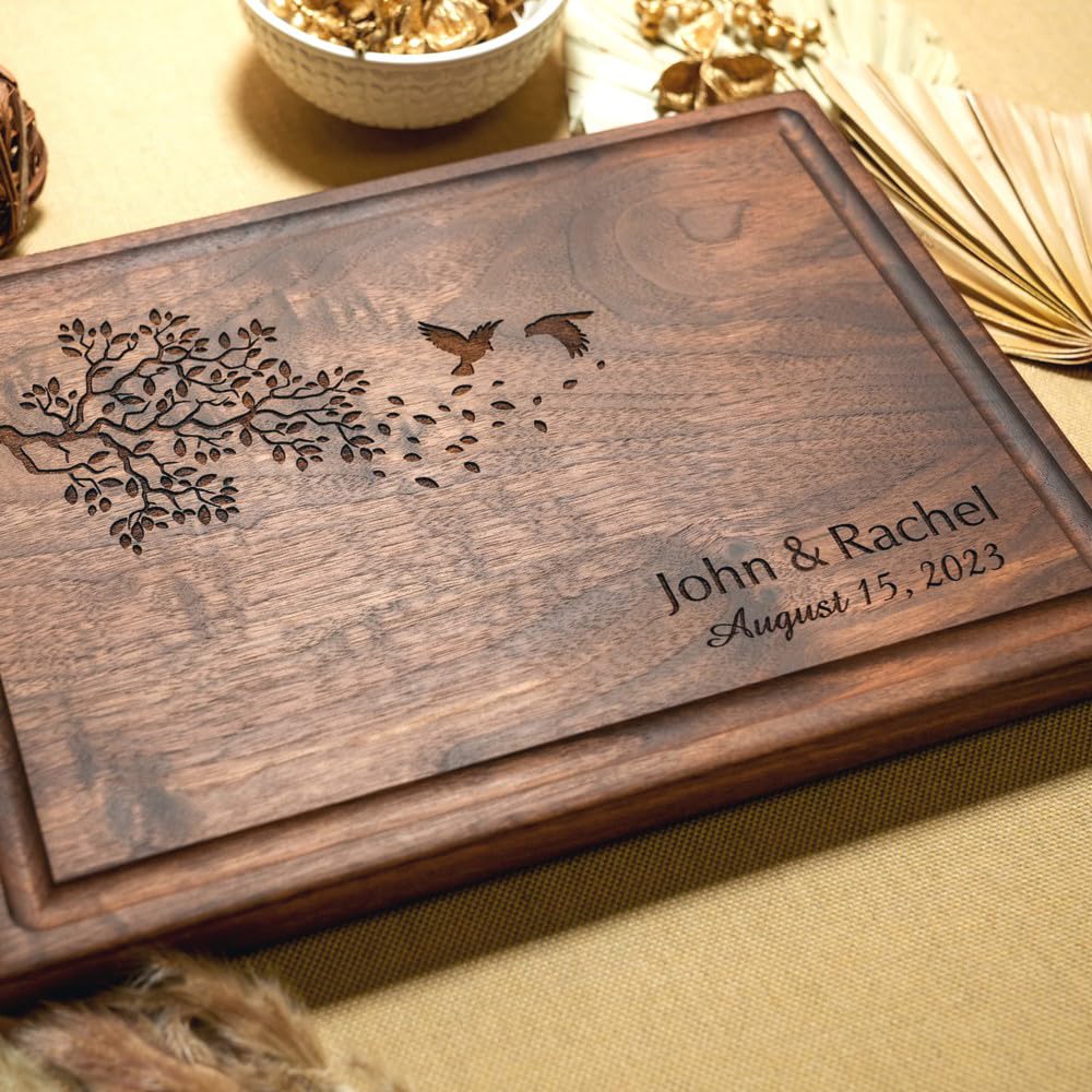 Personalized Wedding Gifts for Couple, Custom Engraved Cutting Board with Names 