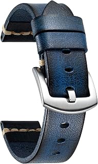 [BINLUN] Leather Watch Band Men's Calf Retro Replacement Band Quick Release Tanned Leather Belt Vintage Classic Style 5 Sizes (18/20/22/24/26mm) 7 Colors