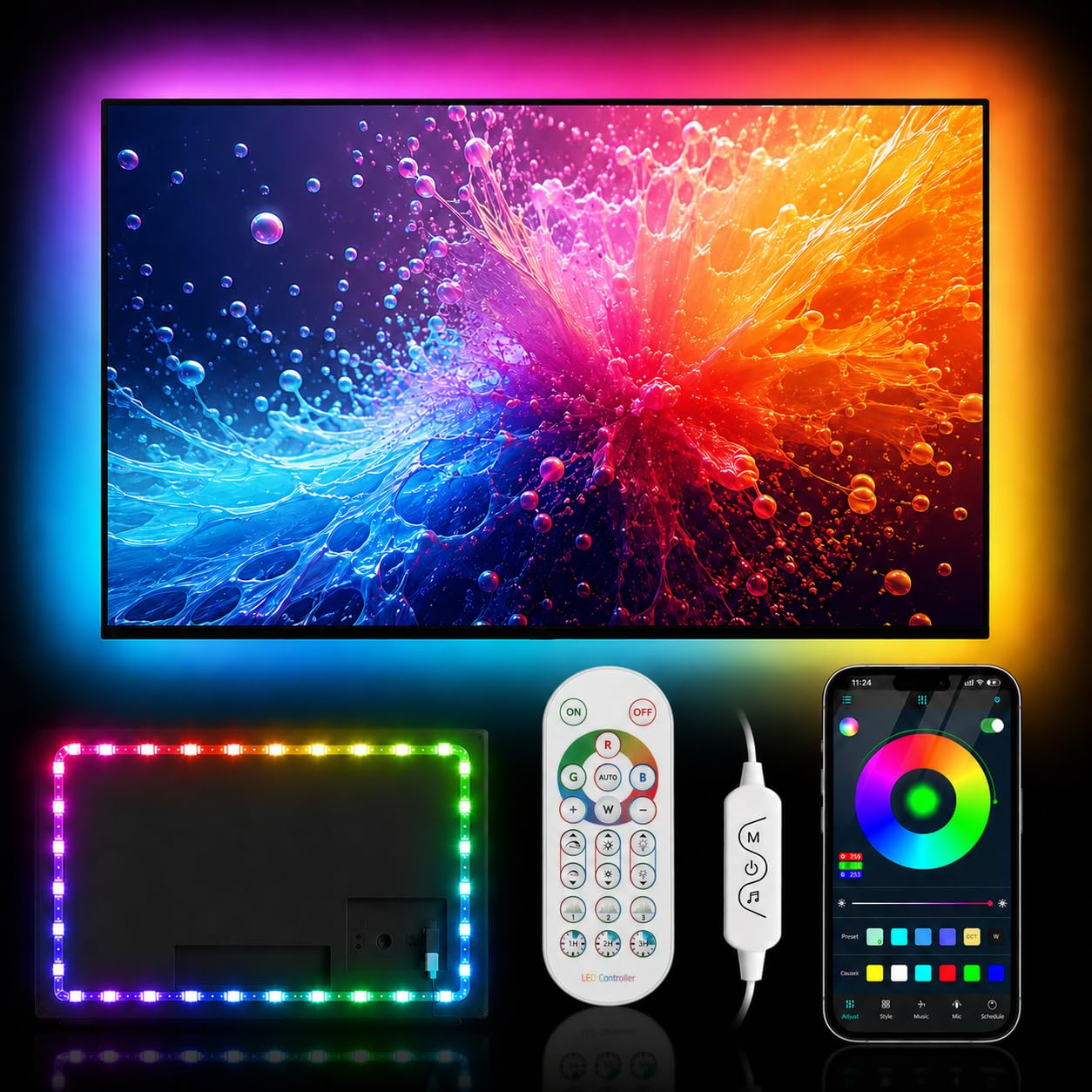 Daymeet TV Led Lights, 4M TV Led Backlight for Lights USB Powered RGBIC Light St