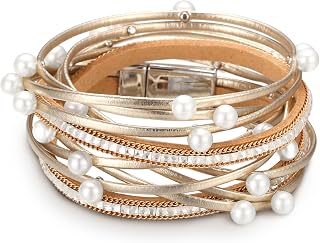 Fesciory Leather Wrap Bracelets for Women, Boho Western Stacked Jewelry