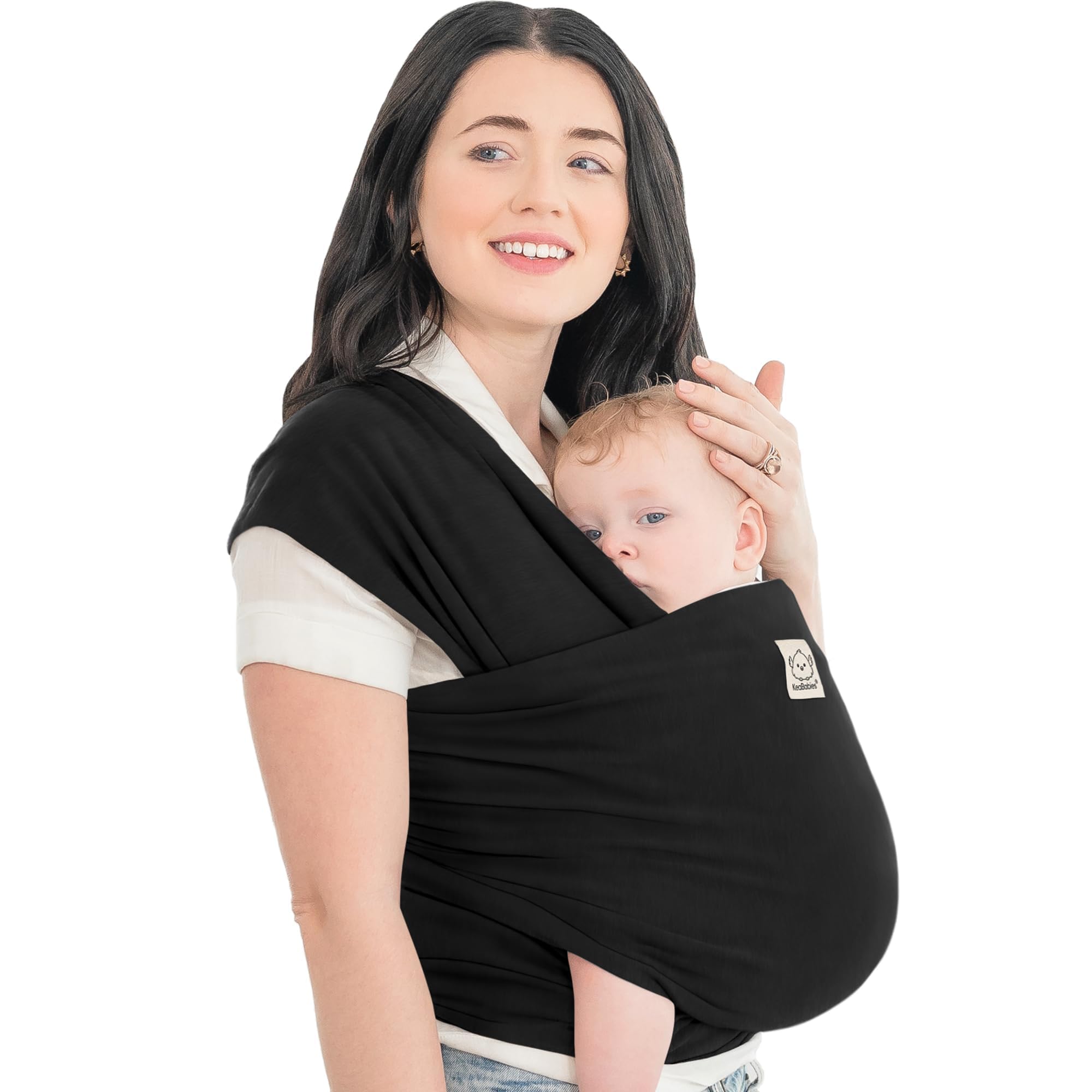 KeaBabies Baby Wrap Carrier, All in 1 Original Baby Carrier, Trendy Black | Easy