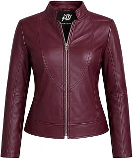 Jild Stylish Collar Casual Womens Leather Jacket - Biker Style Premium Lambskin Leather Jacket Women