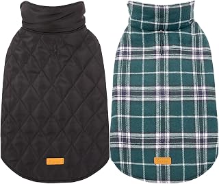 Kuoser Waterproof Dog Coat, Warm Reversible Dog Jacket with Leash Hole