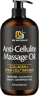 Firming Body Oil, Cellulite Massage Oil for Legs and Body, 8 fl oz by M3 | Moisturizing Body Oil with Collagen, Stem Cells and Essential Oils, Firms, Tones and Tightens Skin, Legs, Thighs, Full Body