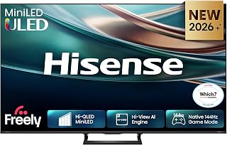 Hisense 55" 55Q8STUK MiniLED 144Hz 4K Ultra HD AI Smart TV with Freely, Netflix, Disney+ and YouTube - Hi-QLED MiniLED, Built-in Subwoofer, Hi-View AI Engine, Hi-QLED Colour, Hands-Free Voice Control