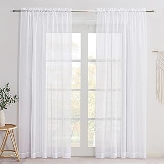 NICETOWN White Sheer Curtains 84 Inch Long, 60 Wide, 2 Panels, Rod Pocket | Light Filtering , Solid Voile, Breathable Easy Fit, Home Decor Elegant Look Drapes for Living Room/Bedroom