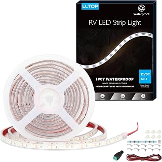 LLTOP RV Awning Lights 12VDC Waterproof LED Strip Daylight White 13FT | High Brightness, Denser LEDs, Outdoor IP67, For Motorhome Travel Trailer Canopy Underglow, RV Exterior Camper Tape Lights