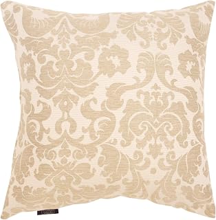 Merry Night Decorative Pillow Cover "Deco" Beige Approx. 17.7 x 17.7 inches (45 x 45 cm) Zippered, Glossy Damask Pattern, Modern, Suitable for Japanese and Western Rooms, Washable MNS641277-96