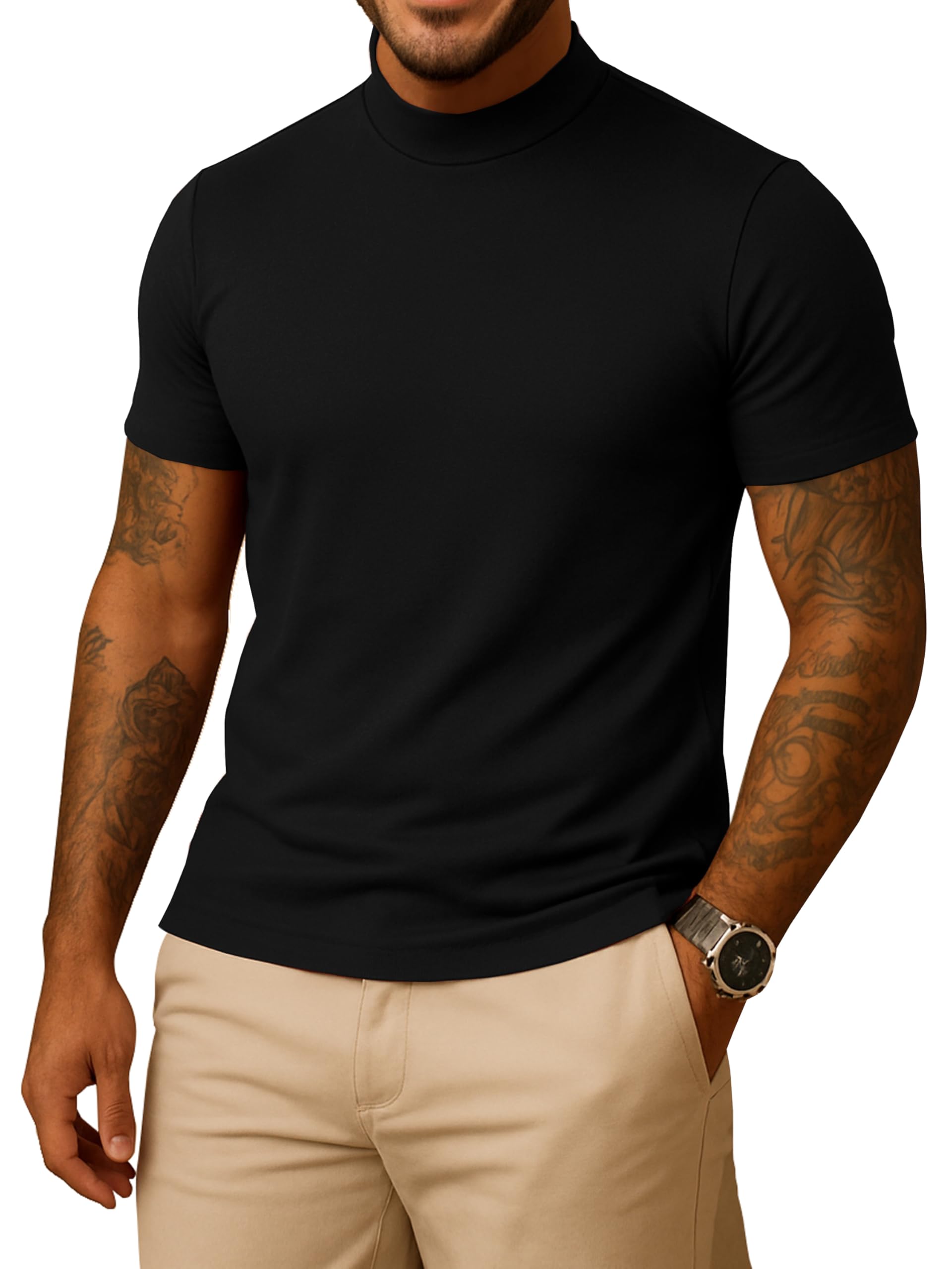 URBAN BUCK Mens Turtleneck Sweaters Stylish and Cozy Men Turtleneck Long Sleeve 