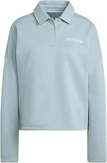 adidas Women's ESSENTIALS LINEAR FLEECE POLO SWEATSHIRT
