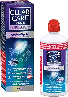 CLEAR CARE Plus Cleaning & Disinfecting Contact Lens Solution, 12 Oz 1 Pack | HydraGlyde Moisture Matrix, For Soft & RGP Lenses, Preservative-Free, Included Lens Case, Deep Cleaning Action