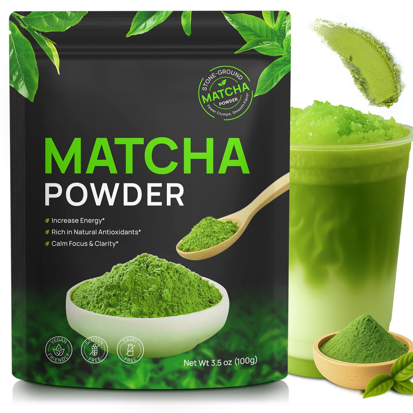 Matcha Powder 100g - Smooth Taste, Vibrant, Pure Green Tea Powder