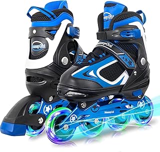 MammyGol Adjustable Inline Skates for Kids Boys Girls Youth Blades Roller Skates with Light up Wheels Ages 4-16
