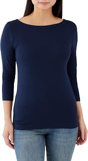 Amazon Essentials Women's Boat Neck Slim Fit 3/4 Sleeve T-Shirt