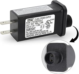 4.5V 0.3A 1.35W LED Controller LED Transformer Class 2 Power Supply, IP44 Waterproof Low Voltage Transformer US Plug for Christmas Light, String Light