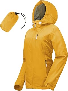33,000ft Rain Jacket Women Lightweight Hooded Packable Breathable Coat Ideal for Running and Hiking
