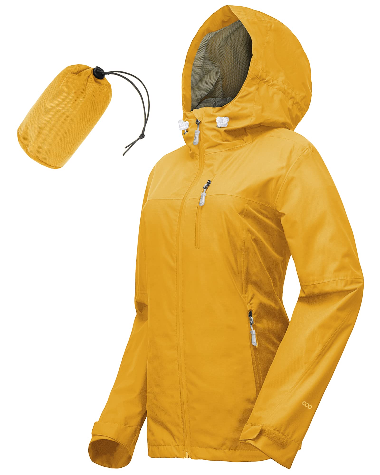 33,000ft Rain Jacket Women Lightweight Hooded Packable Breathable Coat Ideal for