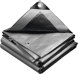 VOUNOT Bâche de Protection en Polyéthylène 240g/m² Bâche Imperméable ultra lourde et Résistante Revêtue des Deux côtés avec Oeillets en Aluminium Couverture Étanche pour Jardin, Piscine 4x6m