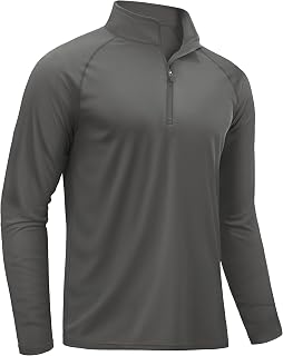 TACVASEN Rash Guard Mens Swim Shirt Long Sleeve UV Fishing Sun Protection UPF 50 Running Athletic 1/4 Zip Shirt for Men