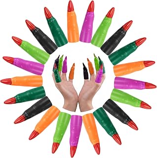 HFATMOS Finger Pointers for Reading, Multicolor Witch Fingers, Finger Nail Covers for Cosplay Costume Party, Masquerade Decorations, 24 Pcs
