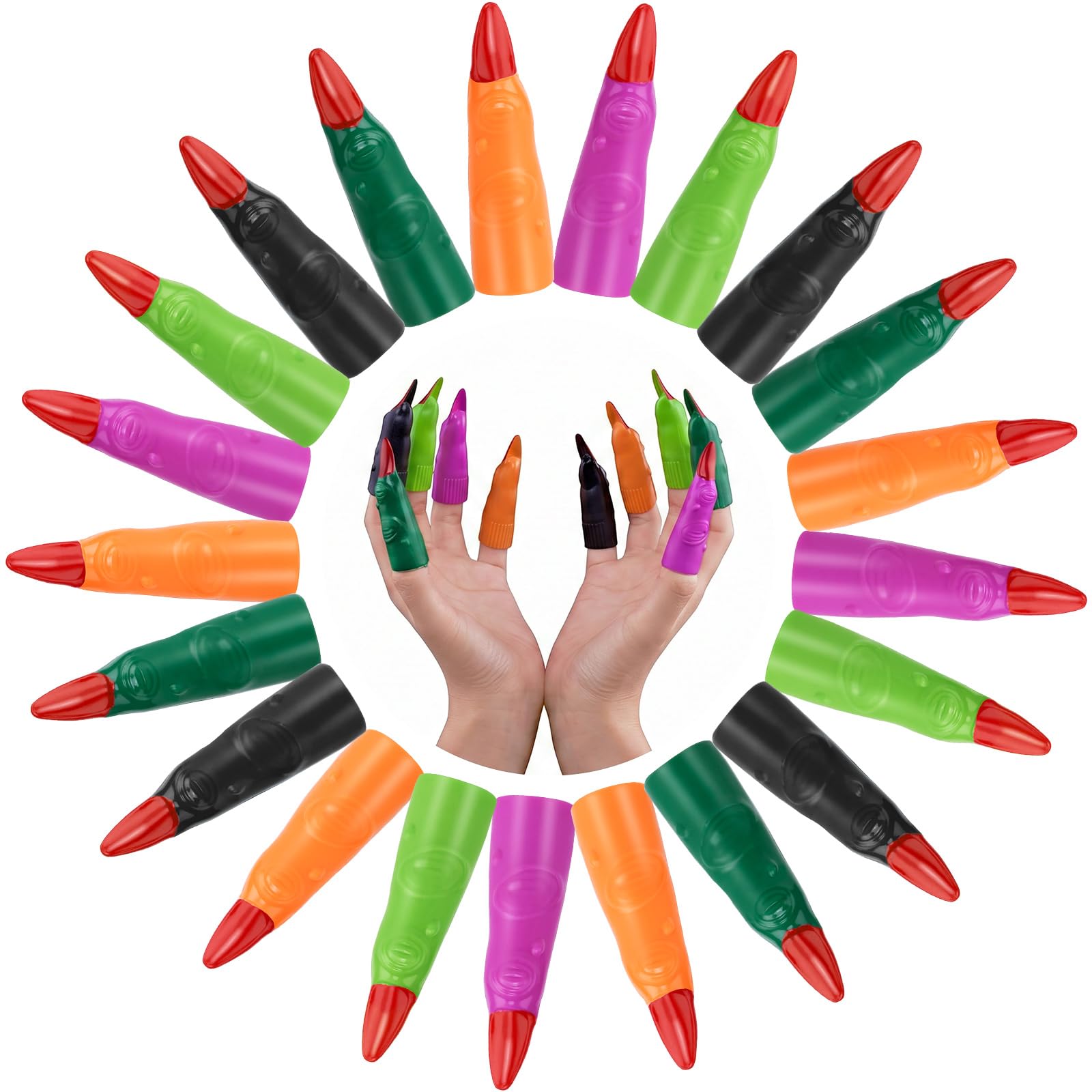 HFATMOS Finger Pointers for Reading, Multicolor Witch Fingers, Finger Nail Cover