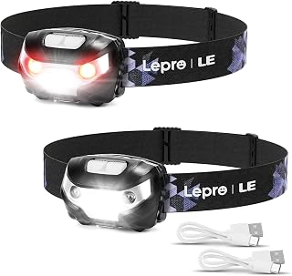 Lepro 1300 Lux Headlamp LED Rechargeable USB C Head Torch with 5 Modes