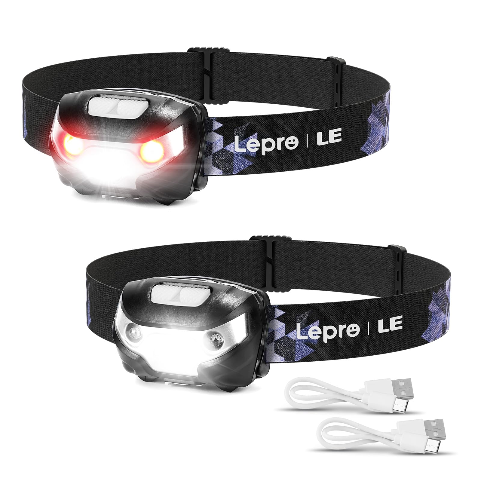 Lepro 1300 Lux Headlamp LED Rechargeable USB C Head Torch with 5 Modes