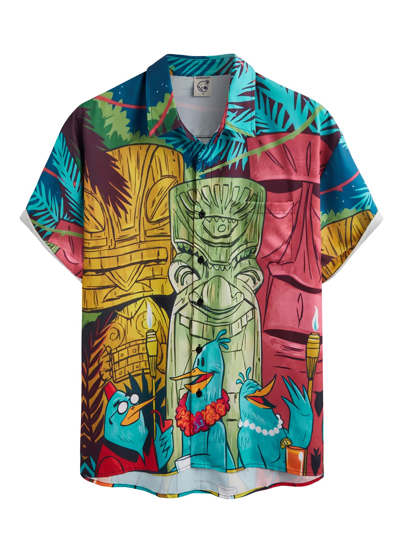 Hardaddy Men's Summer Hawaiian Shirt with Funny Print and Buttons