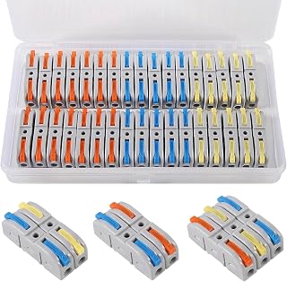 34Pcs Quick Connect Electrical Splice Wire Connectors Set Toggle Wire Connectors Compact Inline Terminals AWG 28-12 Insulated Terminal 1 in 1 for Block Connector
