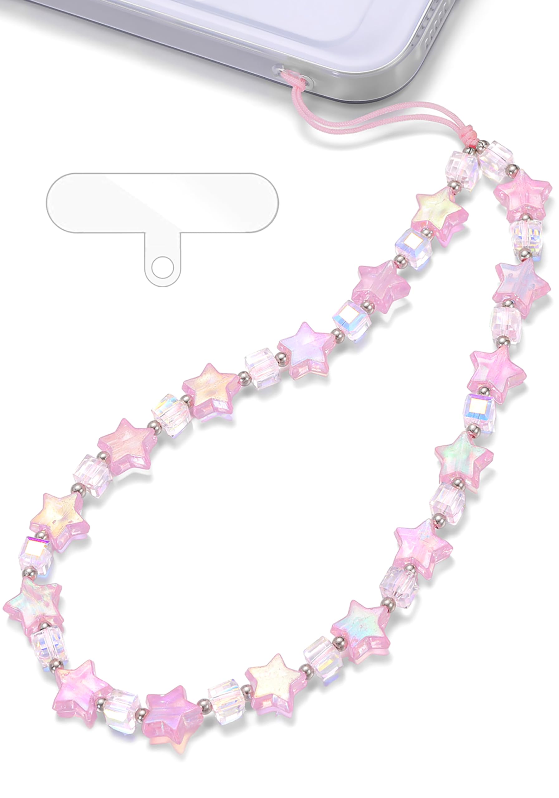 TRBR Star Phone Charm Wrist Strap, Beaded Lanyard Wristlet Chain, Anti-Theft Bra