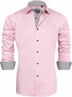 J.Ver Chemise décontractée à manches longues pour homme, tissu extensible, sans plis, coupe classique à boutons, c-pink, XX-Large