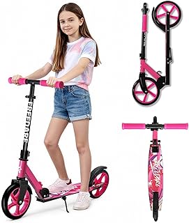 FREEDARE Foldable Kick Scooter for Ages 8+ Kid & Teens, Adults | Kids Kick Scooter with 2 Big 8-inch Sturdy Wheels and 4-Level Adjustable Handlebar, Lightweight, Max Load 220 LBS