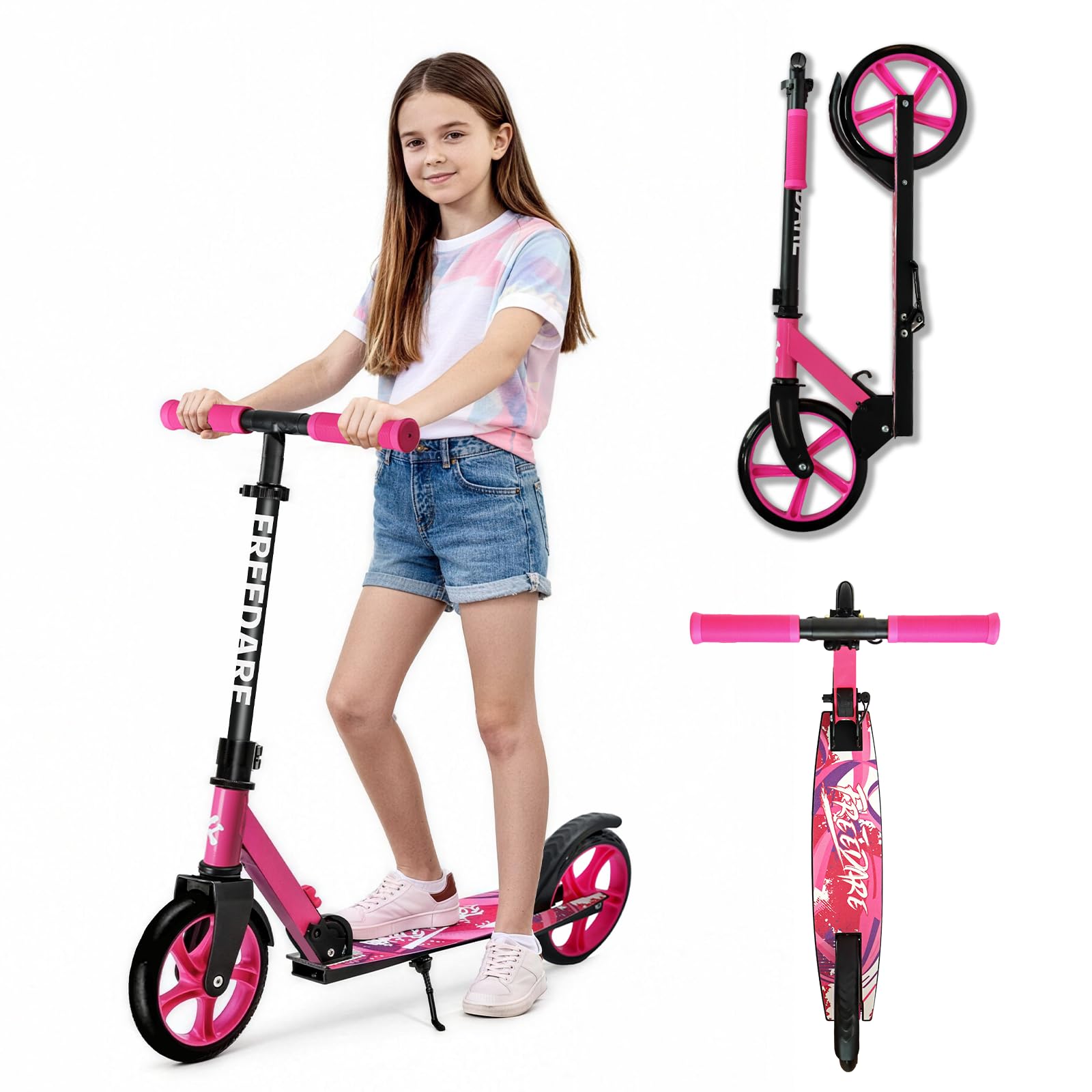 FREEDARE Foldable Kick Scooter for Ages 8+ Kid & Teens, Adults | Kids Kick Scoot