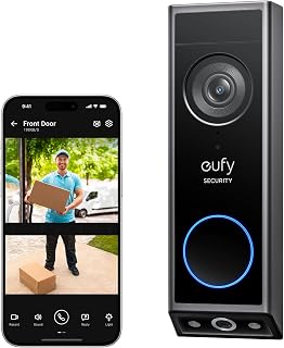 eufy Security Video Doorbell E340, Dual Cameras, 2K FHD, 8GB Local Storage | No Subscription,Head-to-Toe View,Wireless or Wired,Color Night Vision,Two-way talk,AI motion/Package Detection, 2.4 GHz Wi-Fi